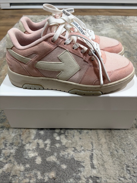 Off-White Shoes - Off-White out of office Pink and Cream Suede sneakers